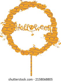 Halloween-Kuchentopfer, Süßigkeiten. Vektorgrafik, Kürbis, Blume.