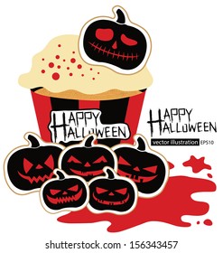 Halloween cake vector illustration.