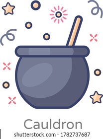 A halloween caldron, flat design vector 