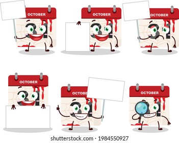 Halloween calendar cartoon character bring information board