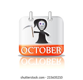 Halloween Calendar Icon Isolated on White Background