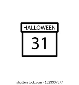 Halloween calendar icon with reflection. 31 October