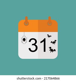 Halloween calendar icon. Vector illustration. Flat design