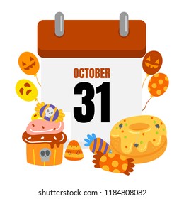 Halloween calendar vector.