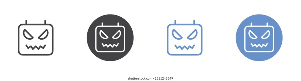 Halloween Calender icon Flat set in black and white color