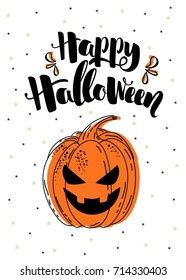 Halloween calligraphic card. Vector.