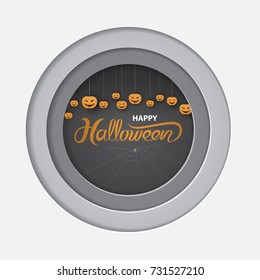 Halloween calligraphy abstract background, paper cut shapes.Halloween vector lettering.Halloween calligraphy vector design layout for flyers, posters, banners and party invitation.Vector illustration.