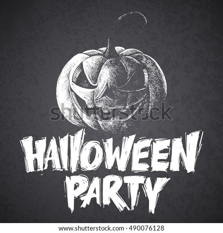 Halloween calligraphy. scary pumpkin vector lettering,drawn Halloween symbols pumpkin,Vector Illustration of a Halloween Background