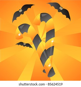 halloween candies background with bats