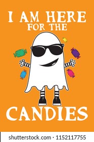 halloween candies ghost character colorful poster apparel