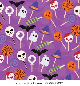 Halloween candies seamless pattern background Vector