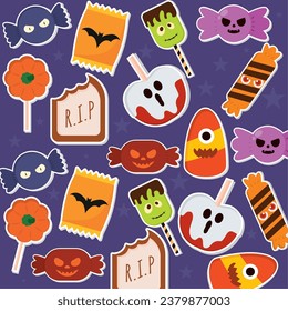 Halloween candies seamless pattern background Vector