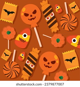 Halloween candies seamless pattern background Vector