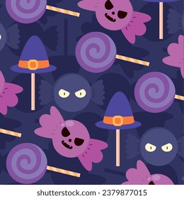 Vector de fondo de patrón sin fisuras de los dulces de Halloween