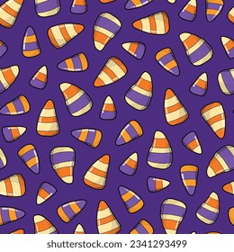 halloween candies seamless pattern on purple background for wallpaper, textile prints, kids apparel decor, wrappong paper, etc. EPS 10