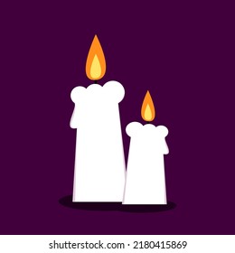 halloween candle. Burning candles in different burn stages. Simple and clean modern cartoon style vector illustration.