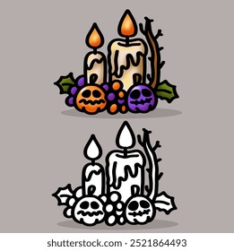 Halloween candle cartoon drawing vector