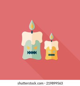 Halloween candle flat icon with long shadow,eps10