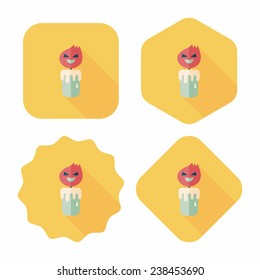 halloween candle flat icon with long shadow, eps10