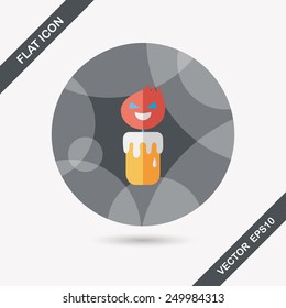 halloween candle flat icon with long shadow,eps10