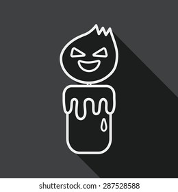halloween candle flat icon with long shadow, line icon