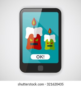 Halloween candle flat icon with long shadow,eps10