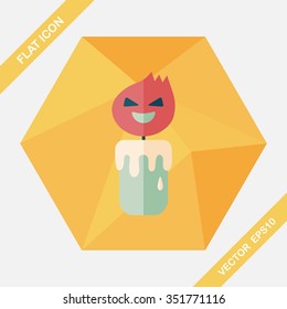 halloween candle flat icon with long shadow,eps10