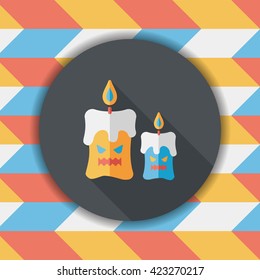 Halloween candle flat icon with long shadow,eps10
