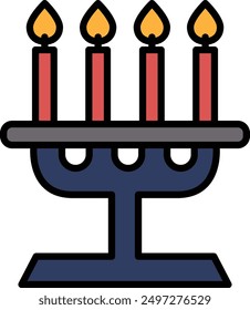 A Halloween candle holder icon in line style.