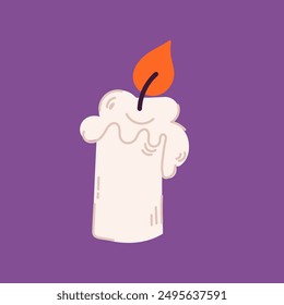 Halloween candle light. Halloween element perfect for scrapbook, card, poster, invitation, sticker kit. Vector illustration