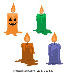 halloween candle light set vector