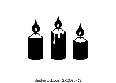 halloween candle silhouette vector illustration