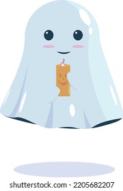 halloween candle and smiley ghost
