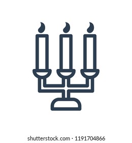 halloween candle symbol. Line art icon vector