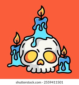 Halloween Candle Vector Cartoon Illustration. Scary Object Icon Concept Isolated Premium Vector. Flat Cartoon Concept for Halloween. Cute Doodle Cartoon Illustration Style. Suitable for Any Project