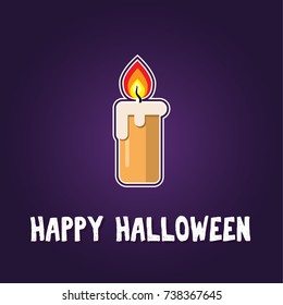 Halloween candle vector flat illustration in cartoon style. Happy halloween poster template