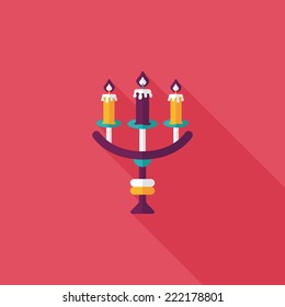 Halloween candlestick flat icon with long shadow,eps10