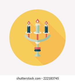 Halloween candlestick flat icon with long shadow,eps10