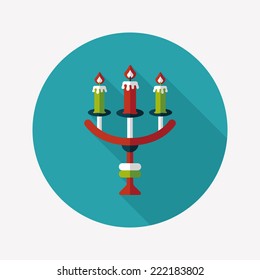 Halloween candlestick flat icon with long shadow,eps10