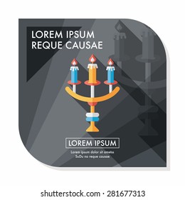 Halloween candlestick flat icon with long shadow,eps10