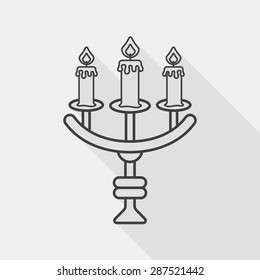 Halloween candlestick flat icon with long shadow, line icon