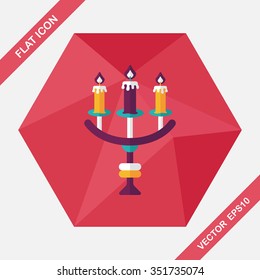 Halloween candlestick flat icon with long shadow,eps10