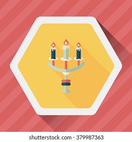 Halloween candlestick flat icon with long shadow,eps10
