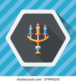 Halloween candlestick flat icon with long shadow,eps10