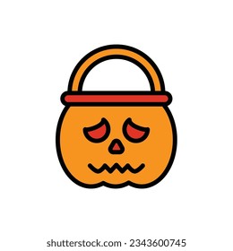 Halloween Candy Basket Icon Vector Illustration