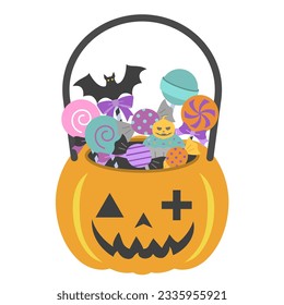 Halloween candy basket of vector Illustration