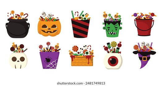 Halloween Candy Bucket Vector Set