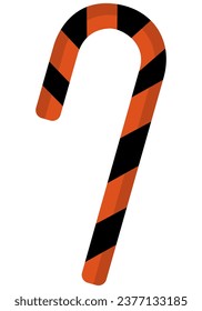 Halloween candy cane with orange and black stripes.