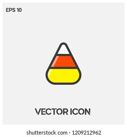 Halloween candy corn vector icon illustration.Flat candy corn icon vector.Premium quality. 