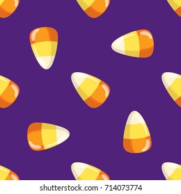 Halloween Candy Corn Vector Seamless Pattern. Sweets Texture Candy Illustration.